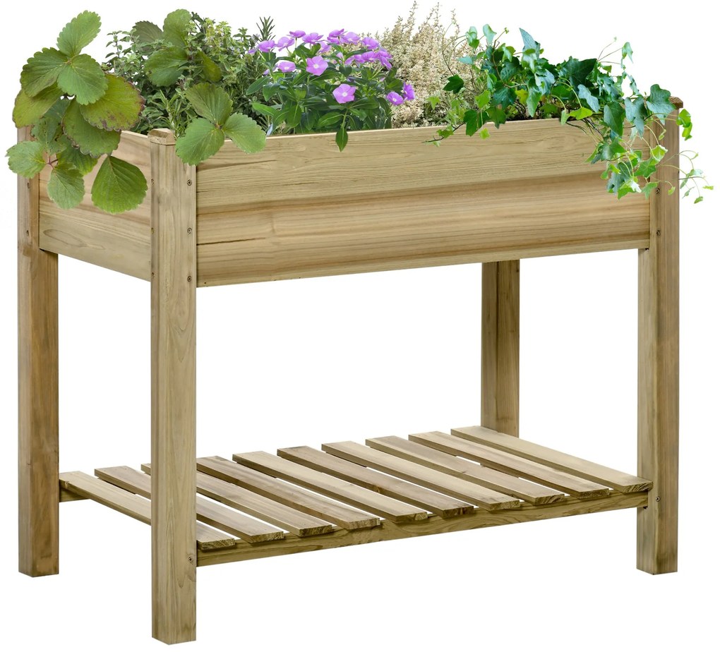 Horta Vertical de Madeira com Prateleira 91x51x76cm Mesa de Cultivo Re
