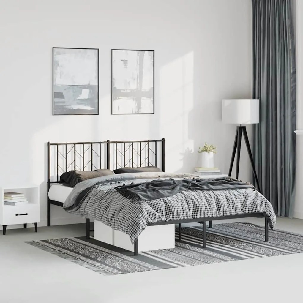 vidaXL Estrutura de cama com cabeceira 193x203 cm metal preto