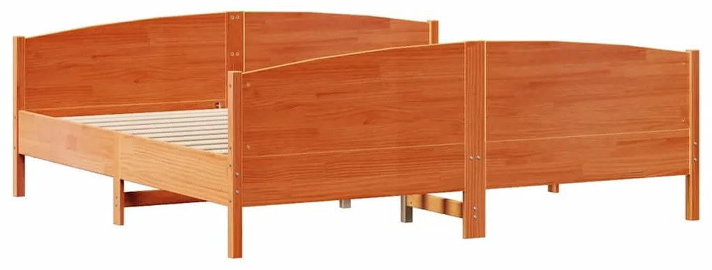Cama sem colchão 200x200 cm pinho maciço castanho-mel