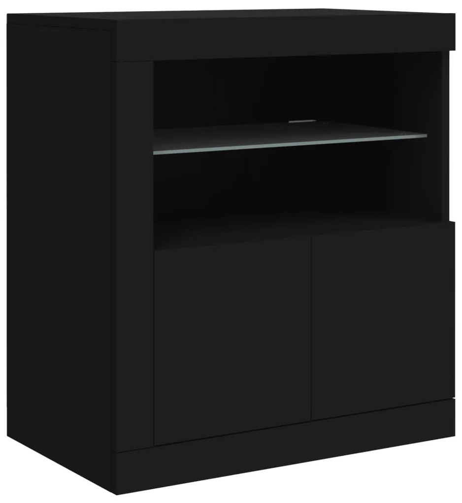 Aparador com luzes LED 162x37x67 cm preto