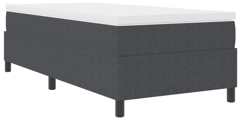 Cama Box Spring com Colchão Cinza Escuro Individual Tecido de Veludo C