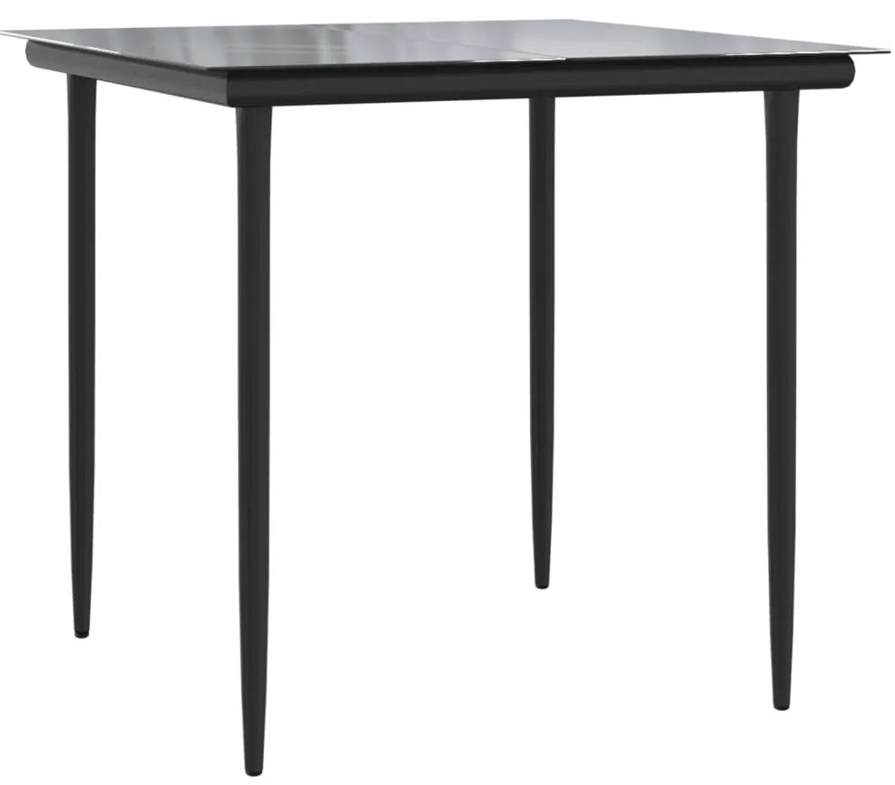 5 pcs conjunto jantar p/ jardim c/ almofadões vime PE/aço preto