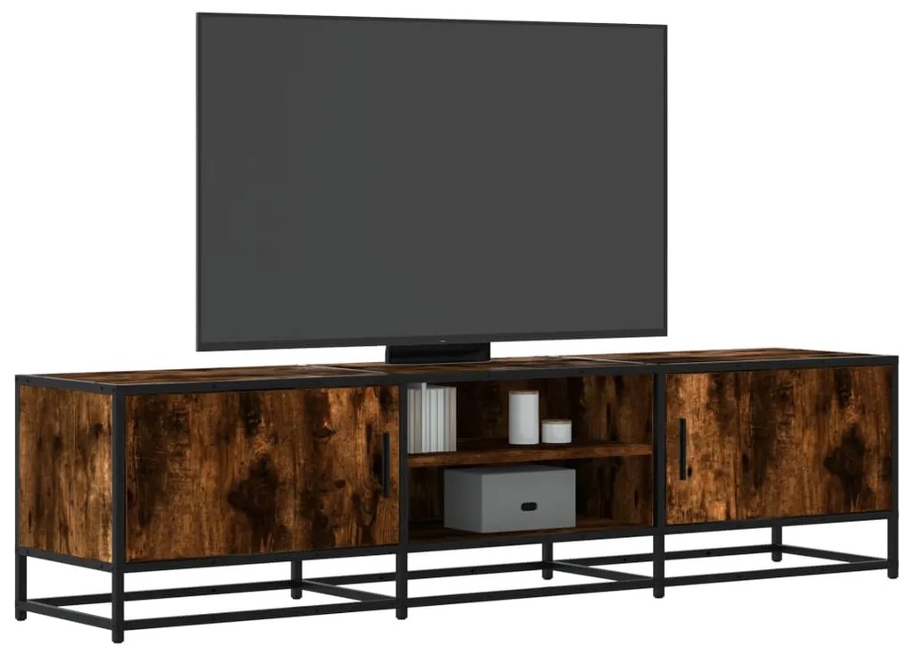 Móvel p/ TV 160x35x41cm derivados madeira/metal carvalho fumado