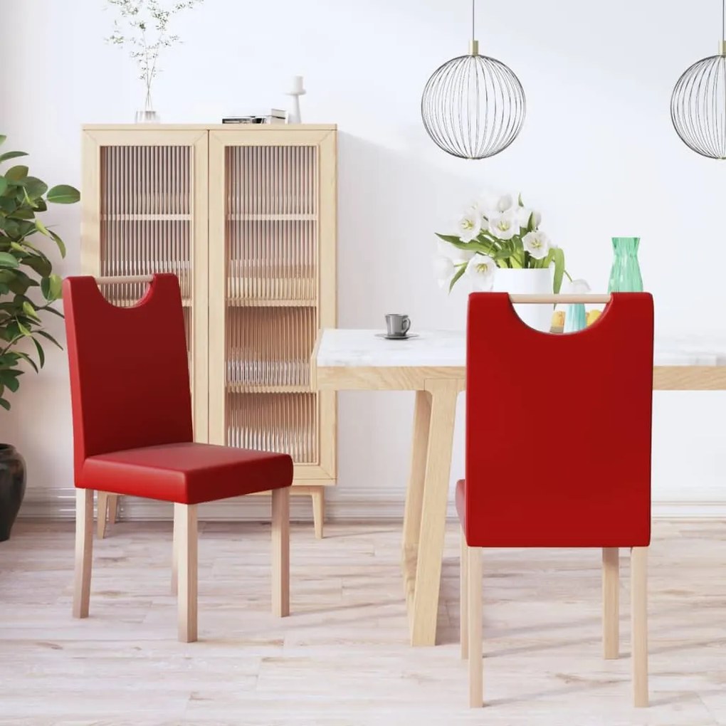 vidaXL Cadeiras de jantar 2 pcs couro artificial vermelho-tinto