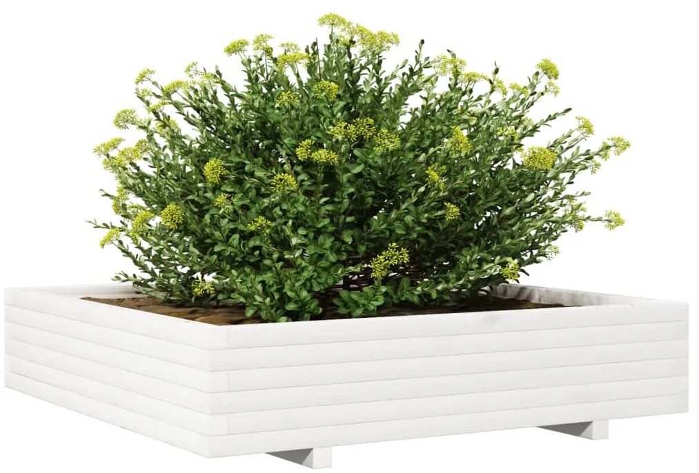 Vaso/floreira de jardim 110x110x26,5 cm pinho maciço branco