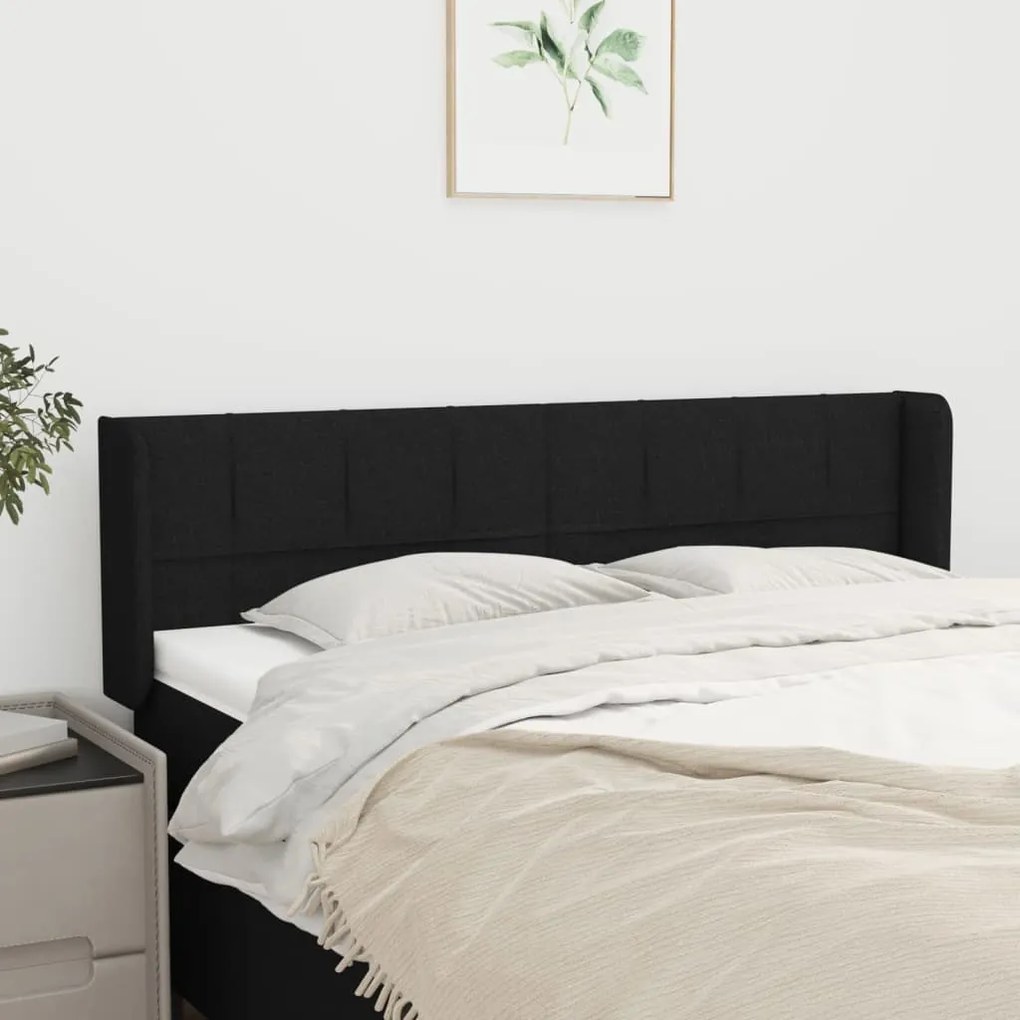 Cabeceira de cama c/ abas tecido 147x16x78/88 cm preto