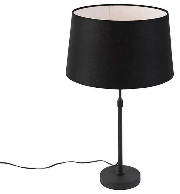 Candeeiro de mesa preto com abajur de linho preto 35 cm ajustável - Parte Moderno