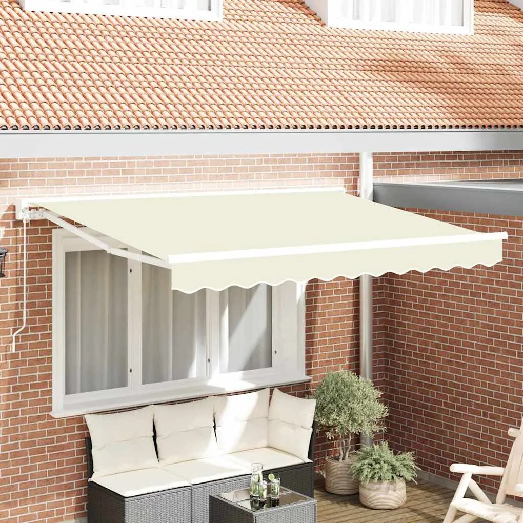 vidaXL Toldo Retrátil Manual Creme 300 x 200 cm Poliéster e Metal