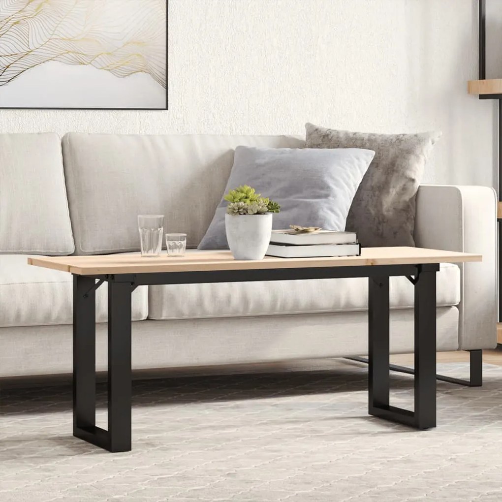 Mesa de centro estrutura em O 110x40x45cm pinho e aço