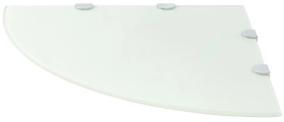 Prateleiras canto 2 pcs suportes cromados 45x45cm vidro branco