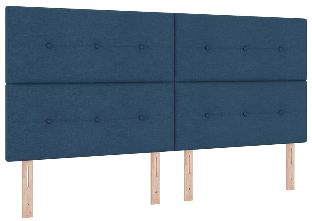 Cabeceira vidaXL Estofada com Botões Azul 200 cm Tecido