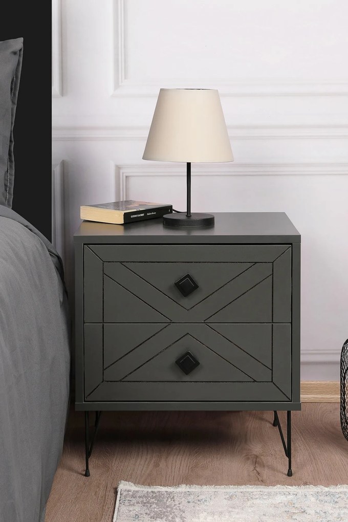 Mesa de Cabeceira Luna – Antracite – 50x55x40 cm