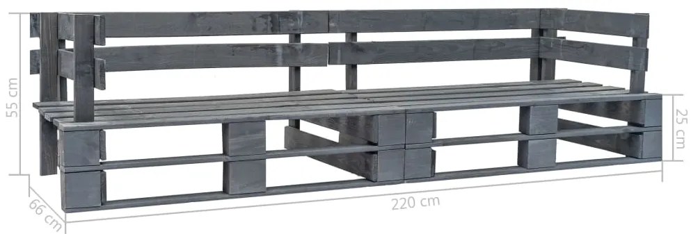 Sofá de paletes para jardim com 2 lugares madeira cinzento
