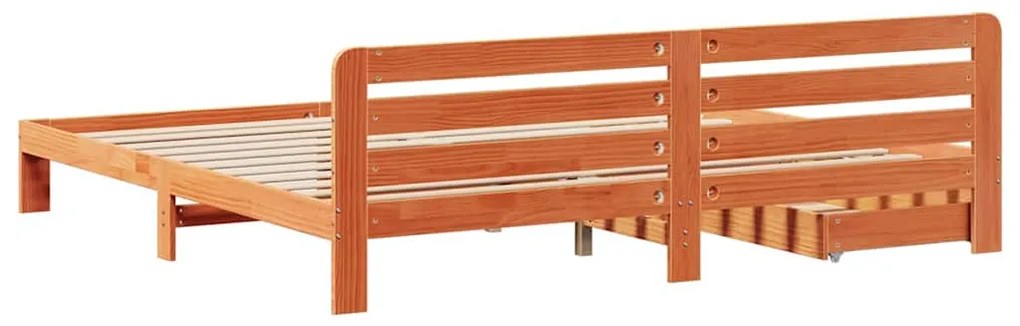 Cama sem colchão 200x200 cm pinho maciço castanho-mel