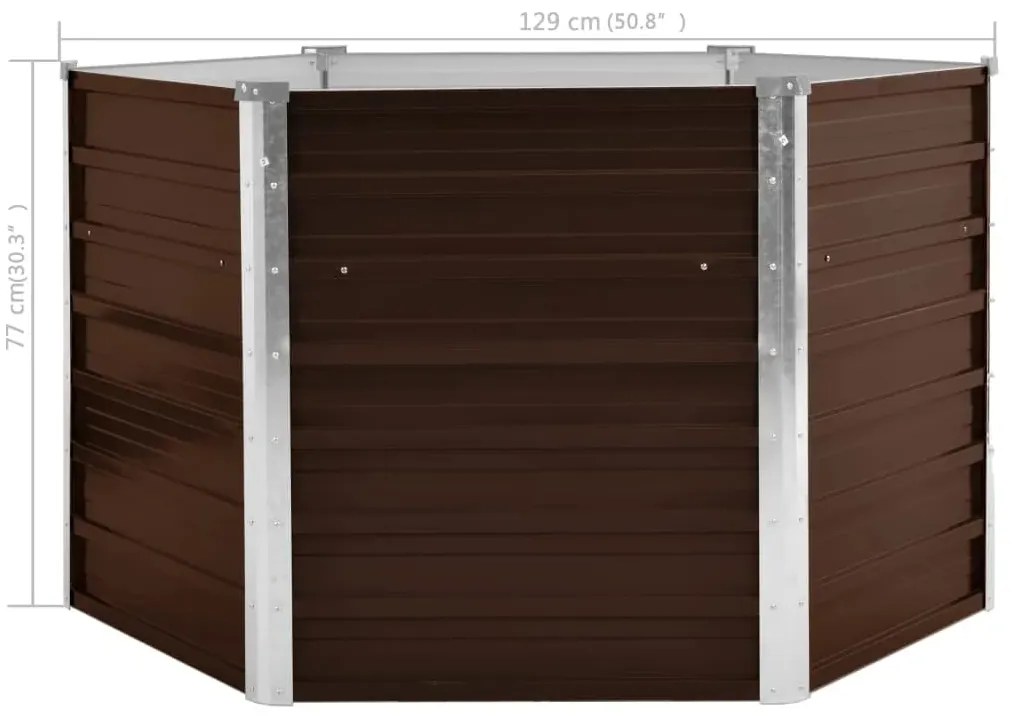 Canteiro elevado jardim aço galvanizado 129x129x77 cm castanho