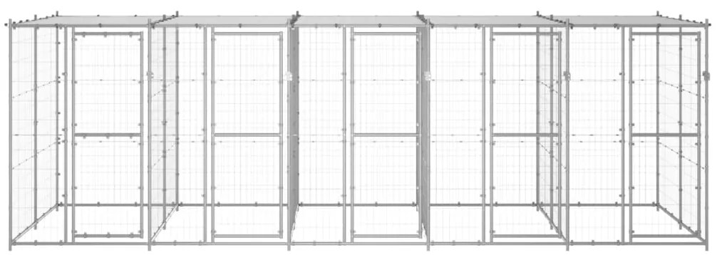 Canil de exterior com telhado 12,1 m² aço galvanizado