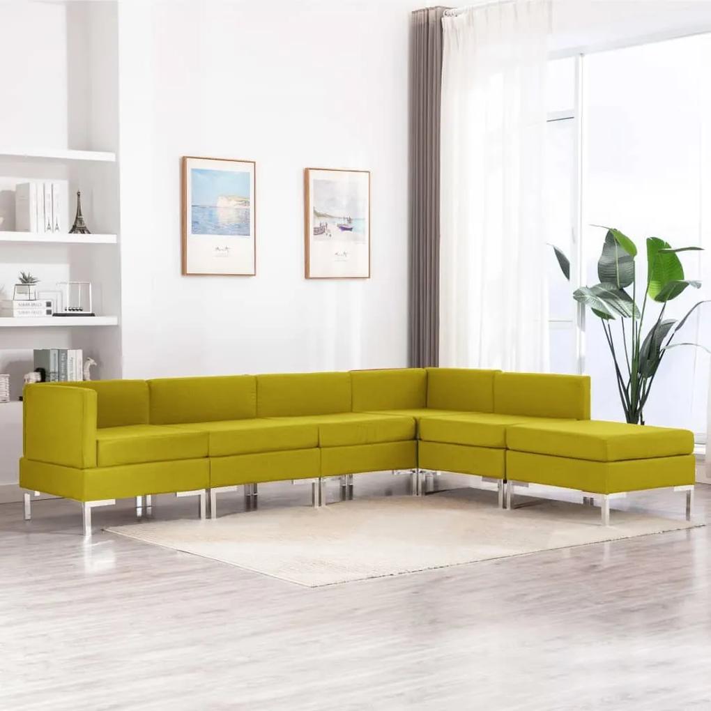 6 pcs conjunto de sofás tecido amarelo