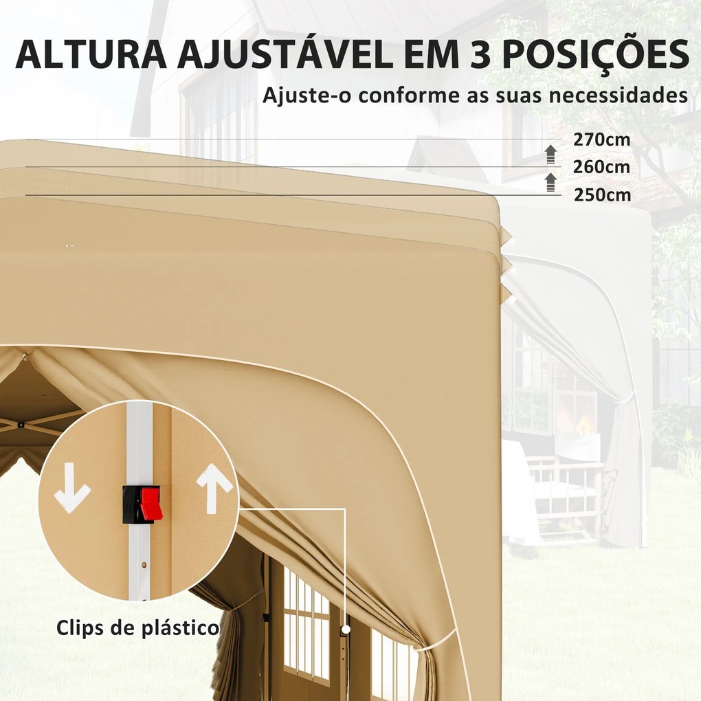 Tenda Dobrável tenda 3x6 m com Painéis Laterais UPF50+ Tenda de Jardim