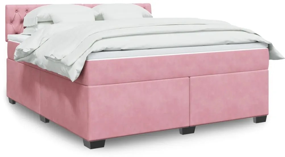 Cama com molas/colchão 180x200 cm veludo rosa