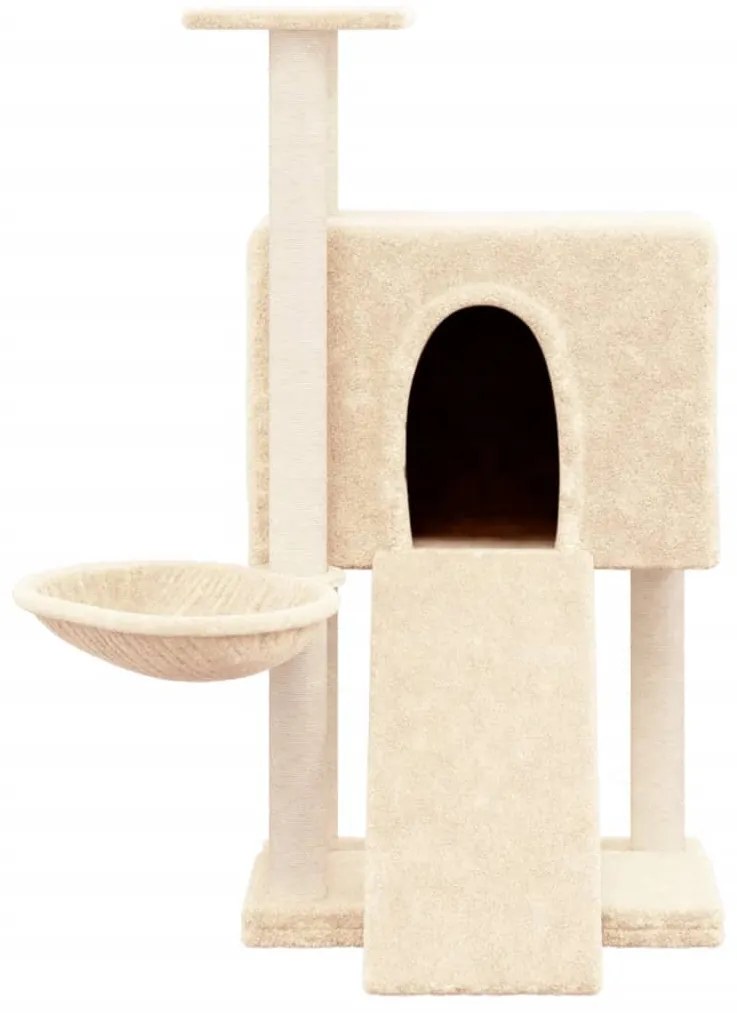 Árvore para gatos c/ postes arranhadores sisal 96 cm cor creme
