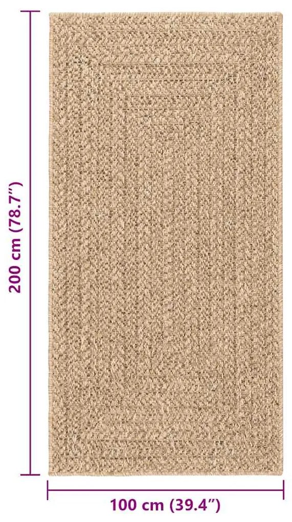 Tapete ZIZUR 100x200 cm aspeto de juta interior e exterior