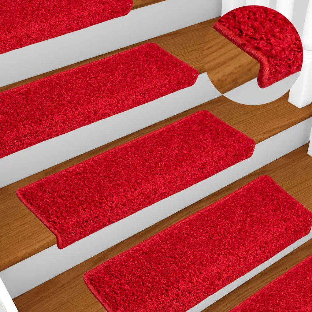 Tapetes de escadas 20 pcs 65x21x4 cm vermelho