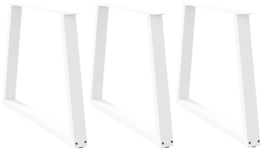 Mesa de jantar pernas 3pcs forma de V 90x(72-73,3)cm aço branco