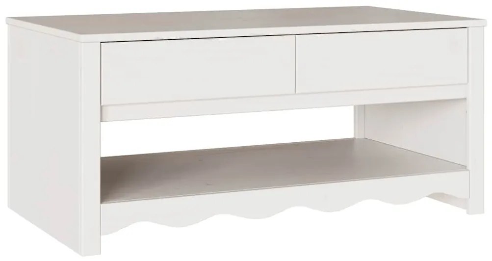 Mesa de Centro vidaXL "DRAMMEN" Branca 99x55x45 cm Madeira Sólida de P