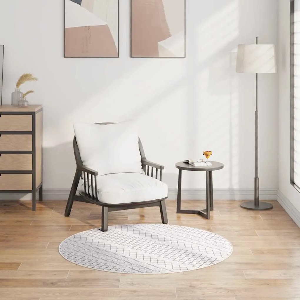 vidaXL Tapete lavável antiderrapante φ120 cm preto e branco