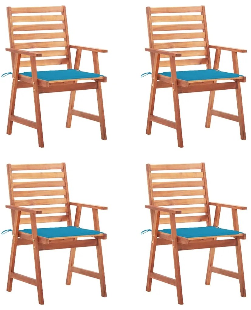 vidaXL Cadeiras de jantar p/ jardim 4 pcs c/ almofadões acácia maciça