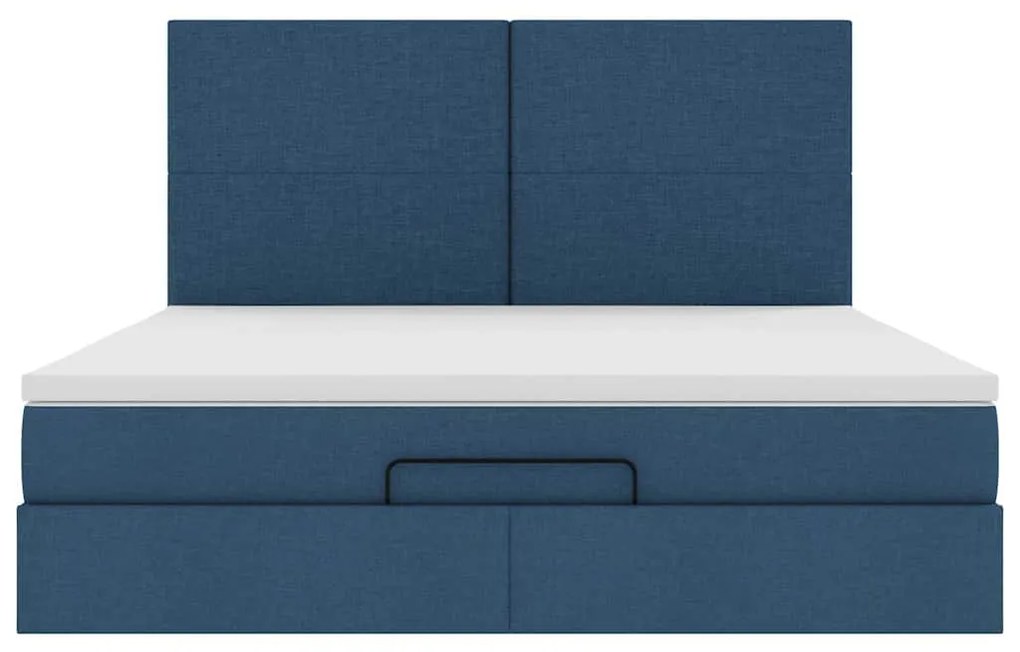 Estrutura de cama otomana com colchão 160x200 cm tecido azul
