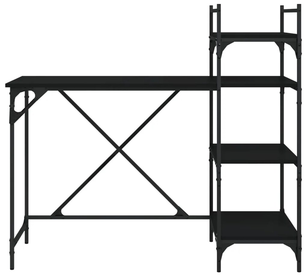 Secretária de computador com prateleiras 120x47x109 cm preto