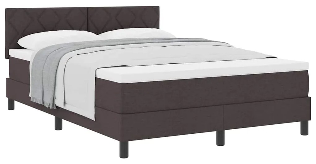 Cama Box Spring com Colchão Castanho Escuro 140x200 cm Tecido