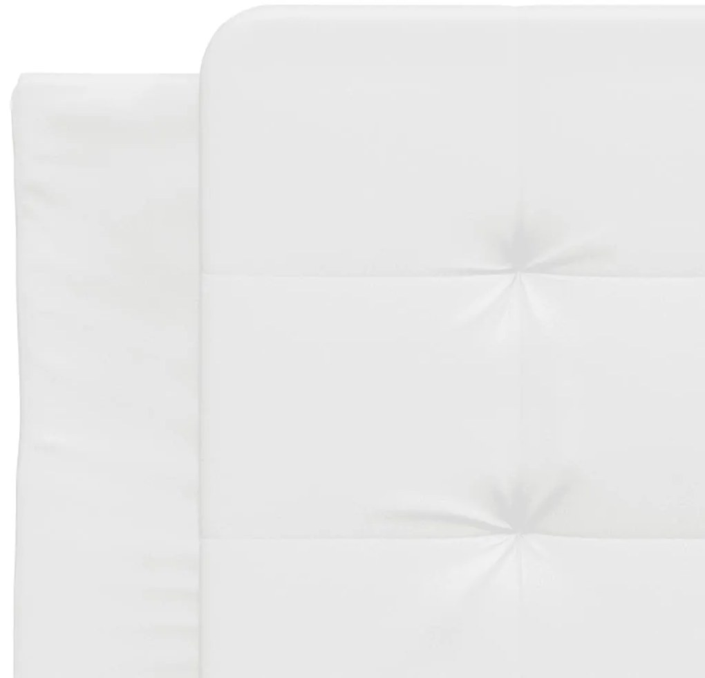 Estrutura de cama c/ cabeceira couro artificial 90x190cm branco