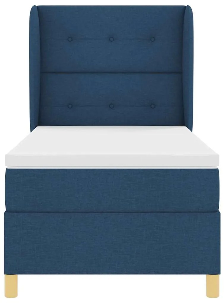 Cama Box com Colchão vidaXL Azul 90x200 cm Tecido