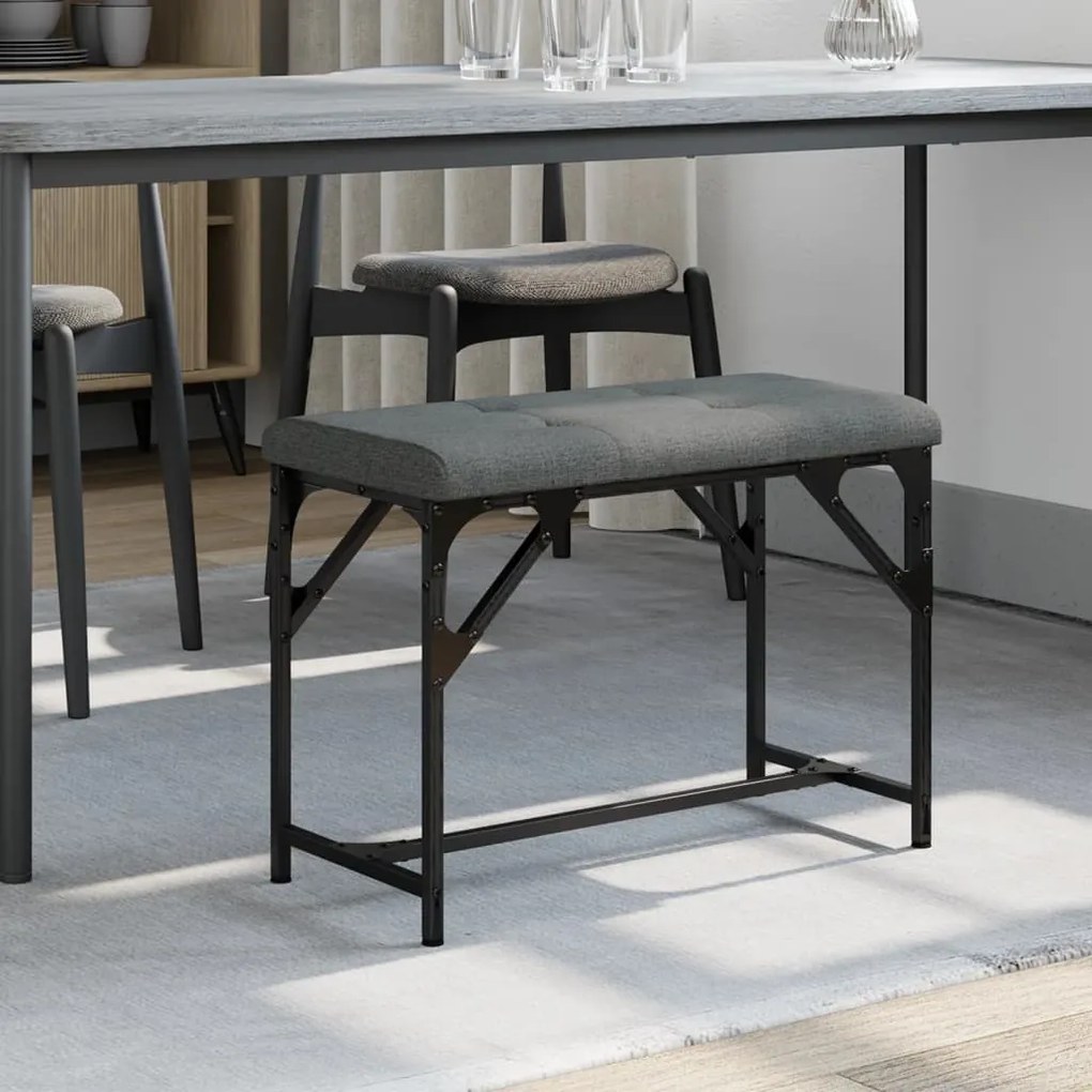 vidaXL Banco de jantar 62x32x45 cm aço e tecido cinzento-escuro