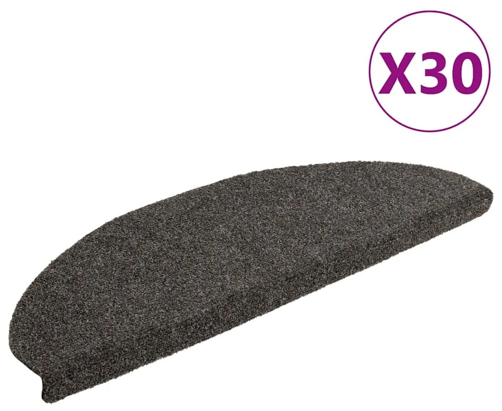 Tapetes de escada autoadesivos 30 pcs 65x21x4 cm antracite