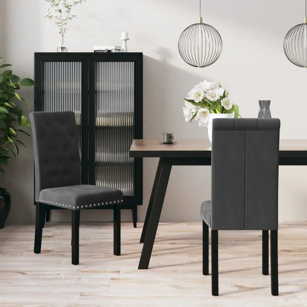 vidaXL Cadeiras de jantar 2 pcs veludo cinzento-escuro