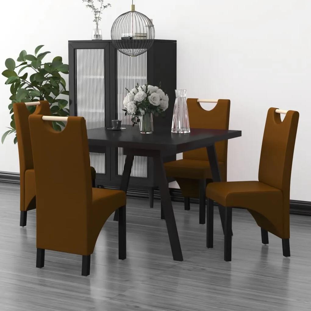 3080191 vidaXL Cadeiras de jantar 4 pcs couro artificial castanho