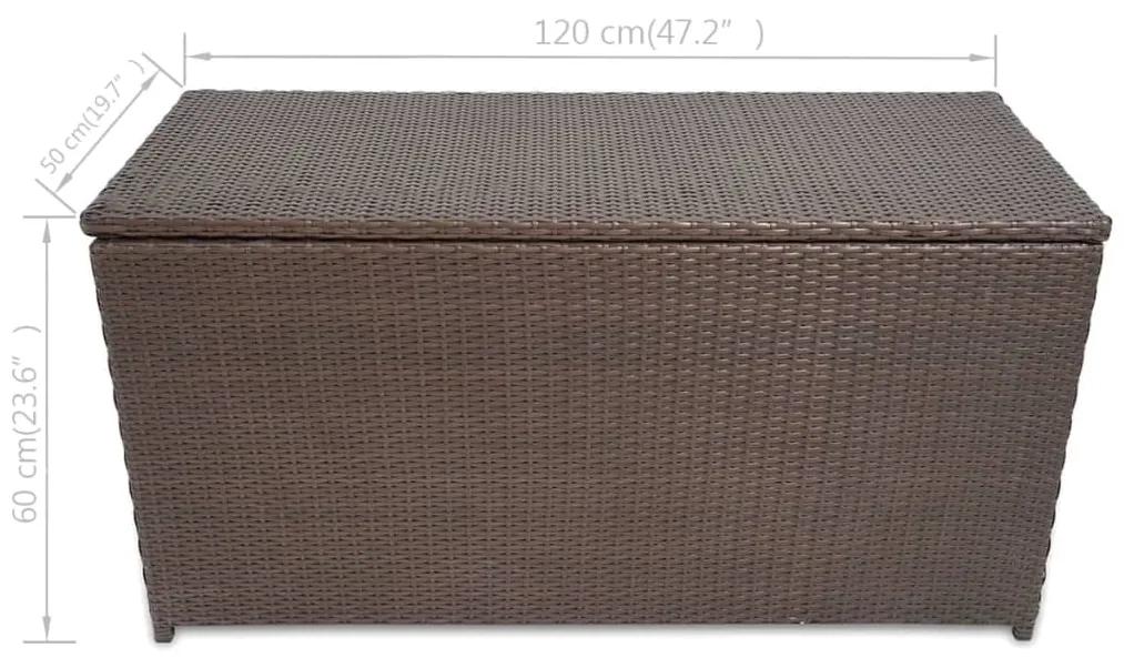 Caixa de arrumação para jardim 120x50x60 cm vime PE castanho