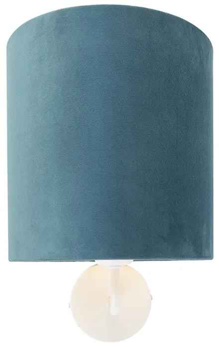 Candeeiro de parede vintage branco com tom de veludo azul - Matt Retro