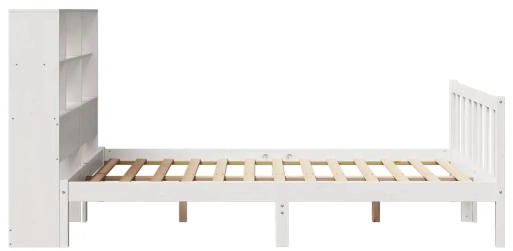 Cama com estante sem colchão 140x190 cm pinho maciço branco