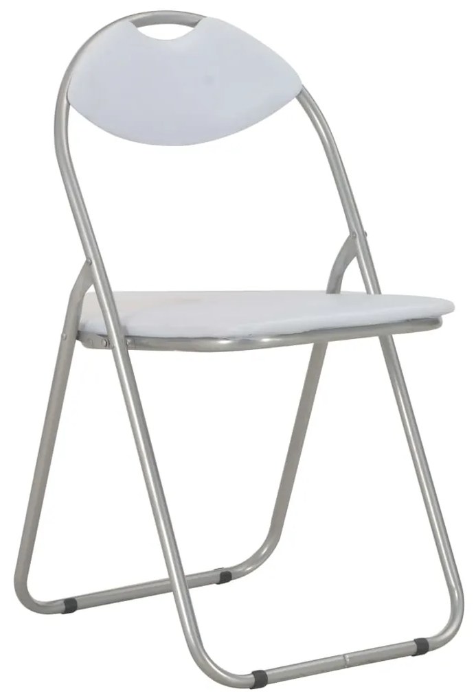 Cadeiras de jantar dobráveis 4 pcs couro artificial branco