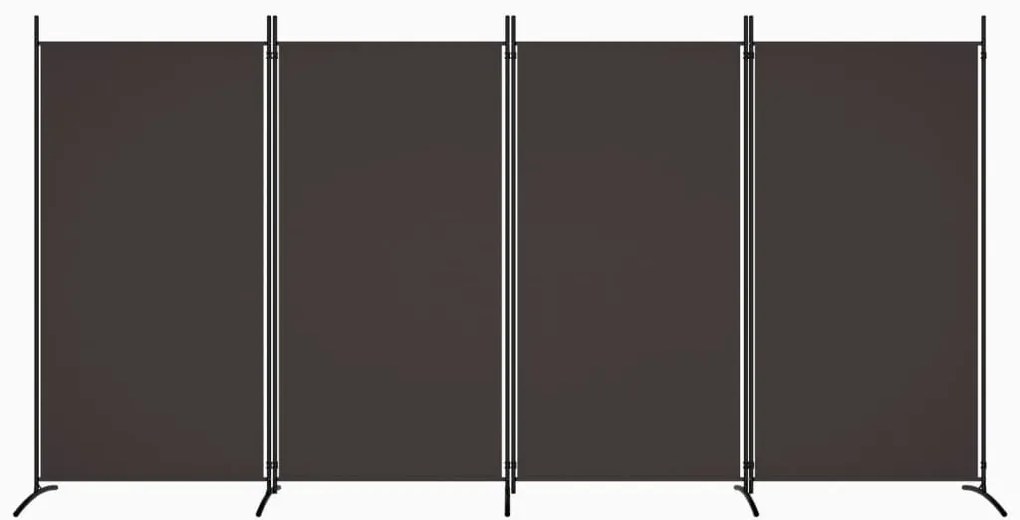 Divisória de quarto com 4 painéis 346x180 cm tecido castanho