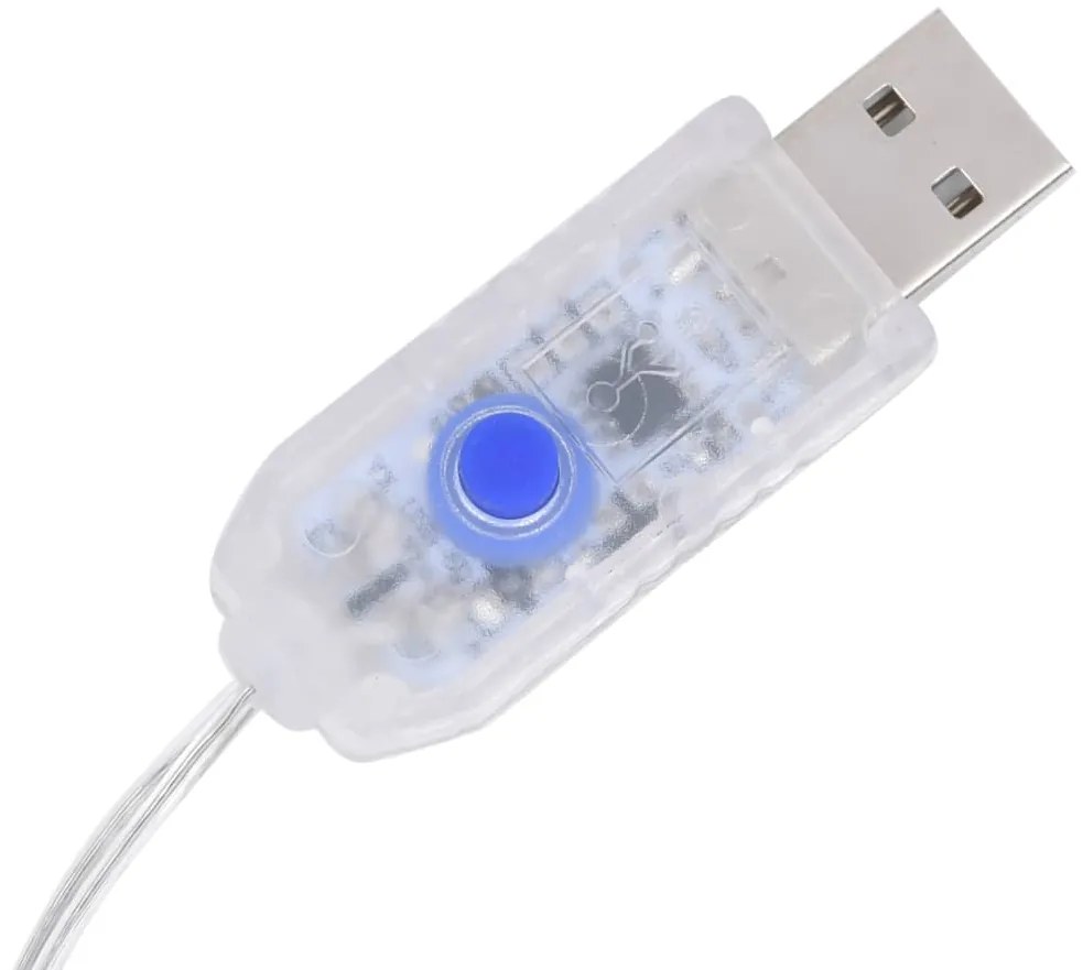 Cordão de luzes em globo 40 m 400 LED 8 funções branco frio