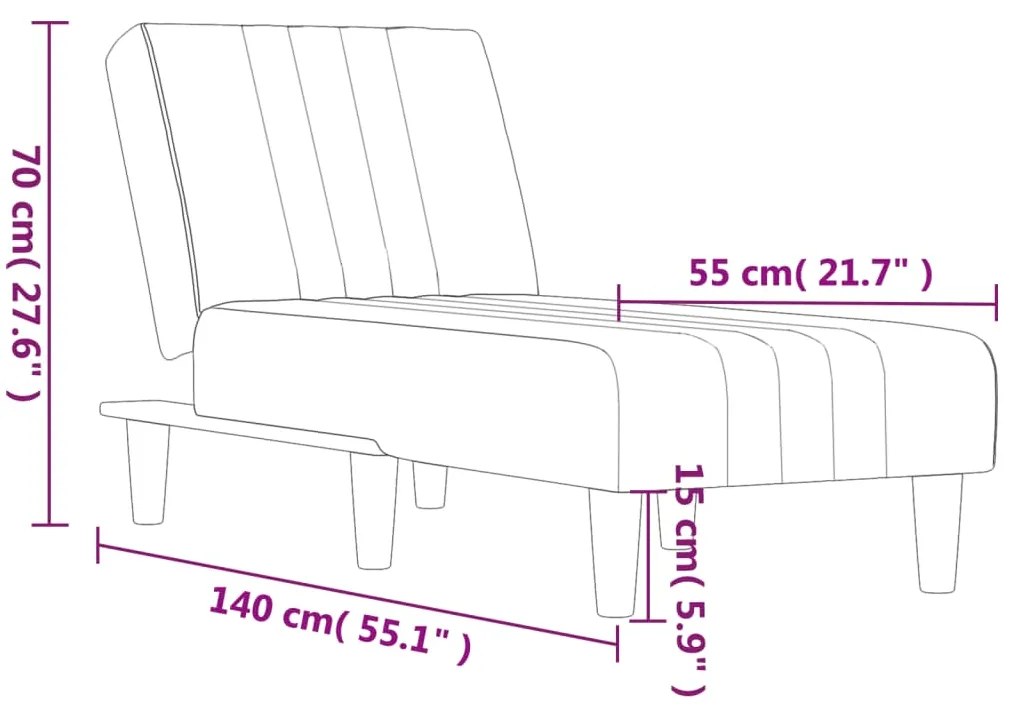 Chaise longue tecido cinzento-claro