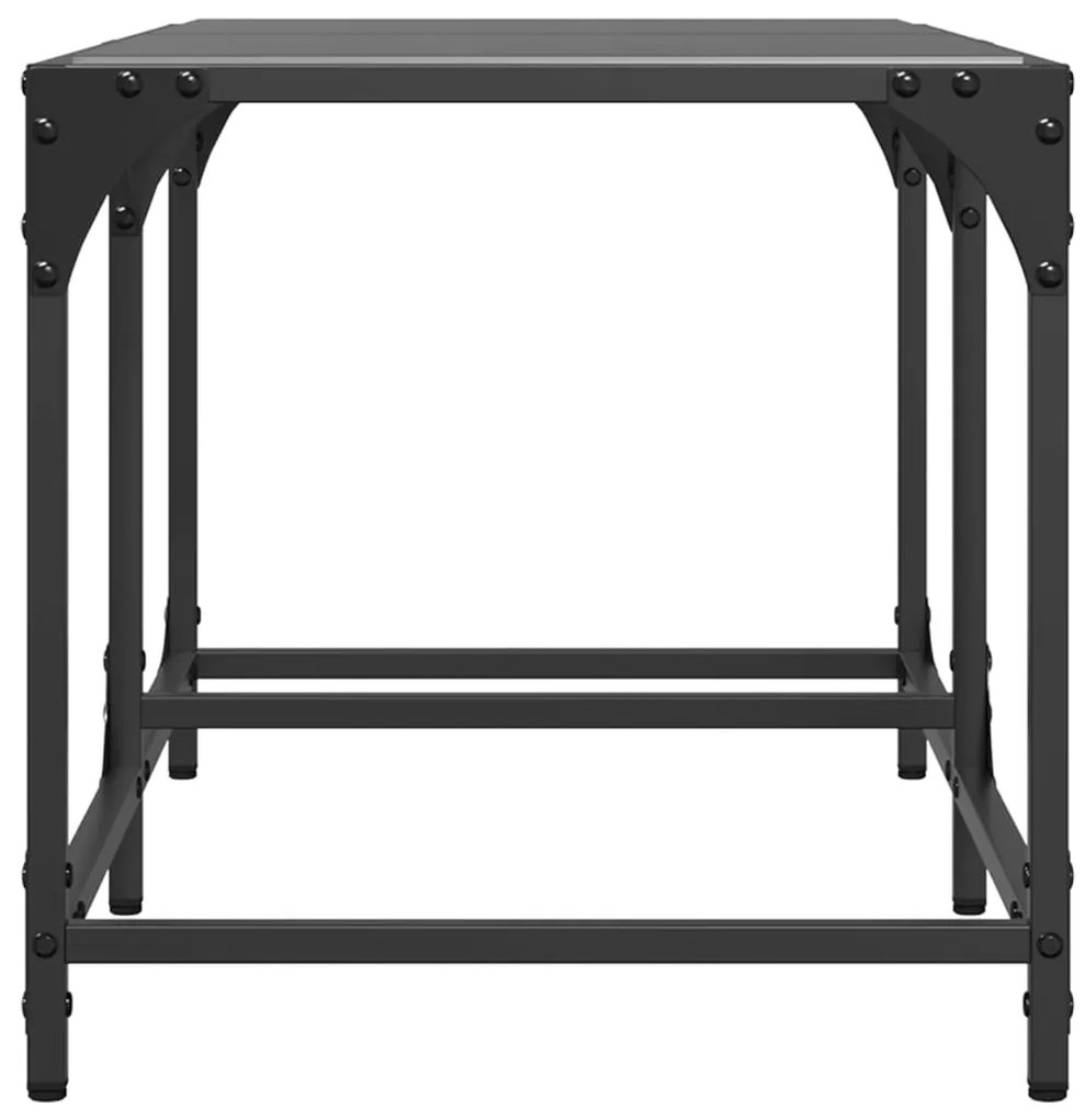 Mesa de centro com topo em vidro preto 78,5x40x40 cm aço