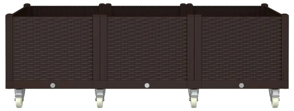 Vaso/floreira de jardim com rodas 150x80x54 cm PP castanho