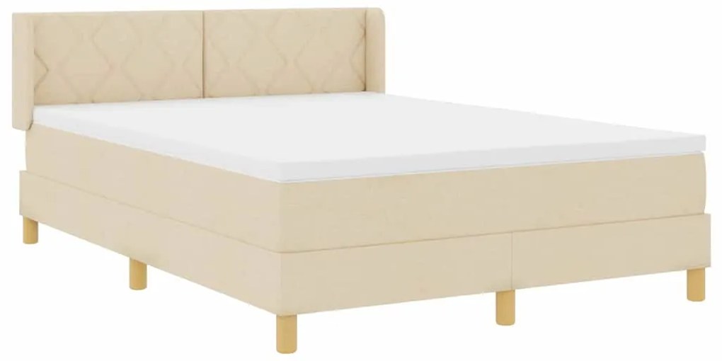 Cama Box com Colchão Creme, 140 x 190 cm, Tecido