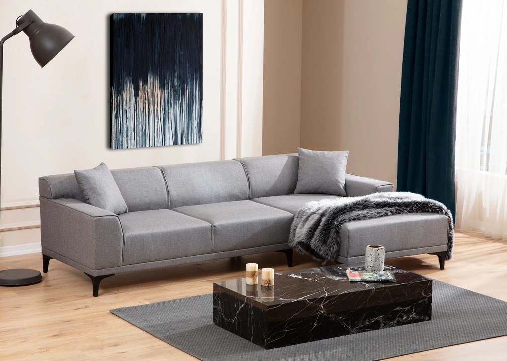Sofá de Canto Petra – Cinzento Claro – 145 x 250 cm